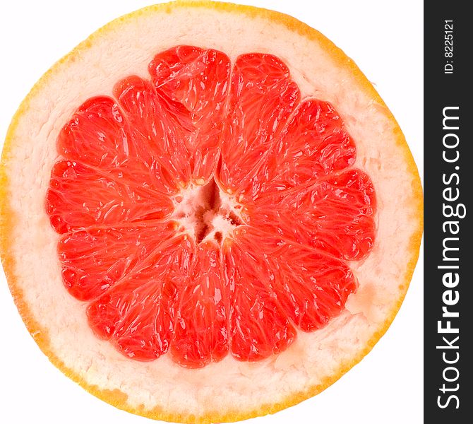 Fresh grapefruit close up on white