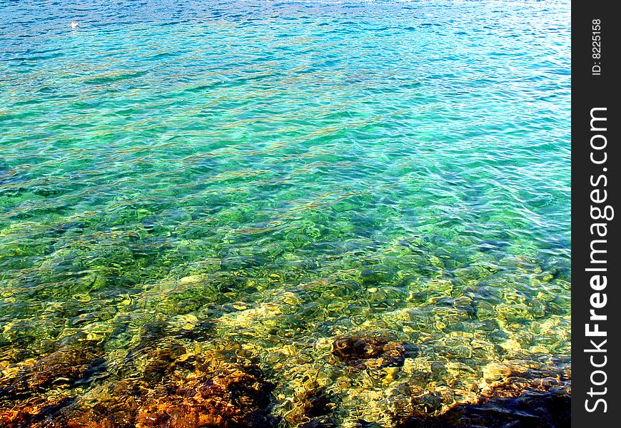Turquoise Adriatic sea somewhere along the Croatian coast.