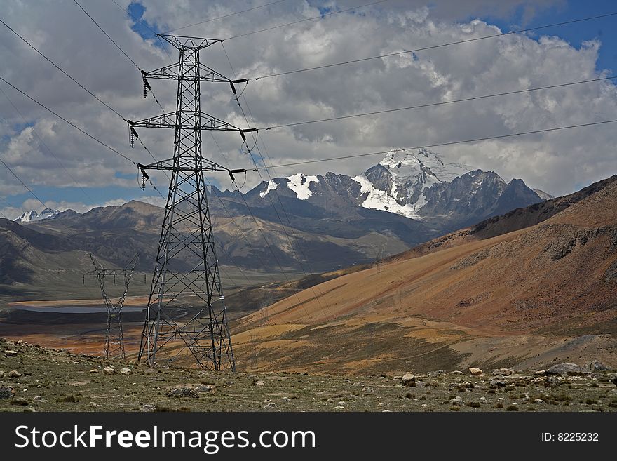 Electricity Pole Near Huana Potosi Peak