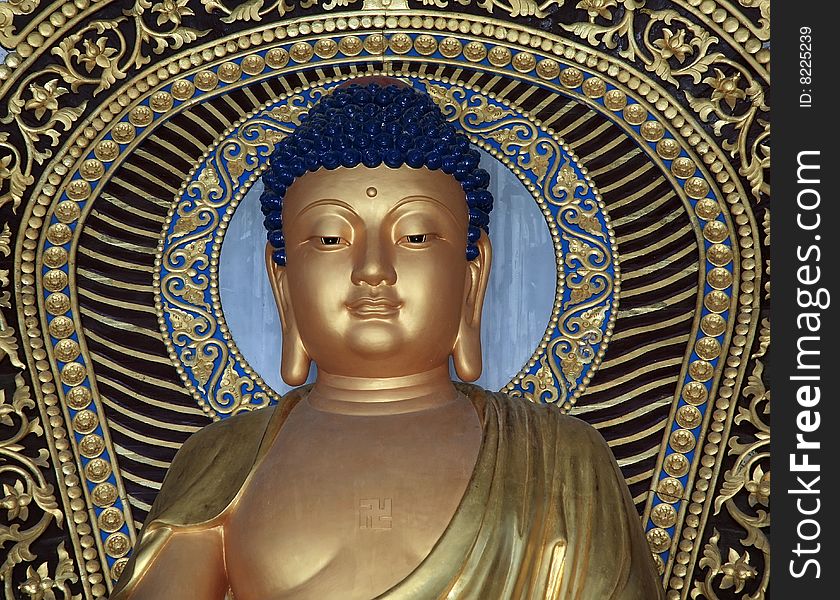 Golden buddha,in zhong hua chinese buddhist monastery.(nepal)