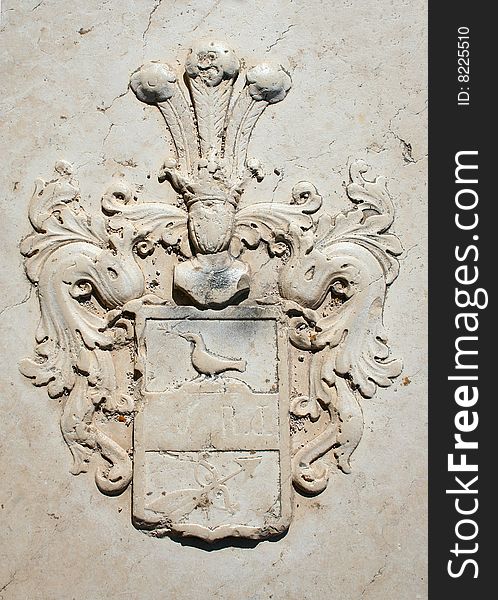 Vintage emblem on a stone, Kotor,  Montenegro. Vintage emblem on a stone, Kotor,  Montenegro
