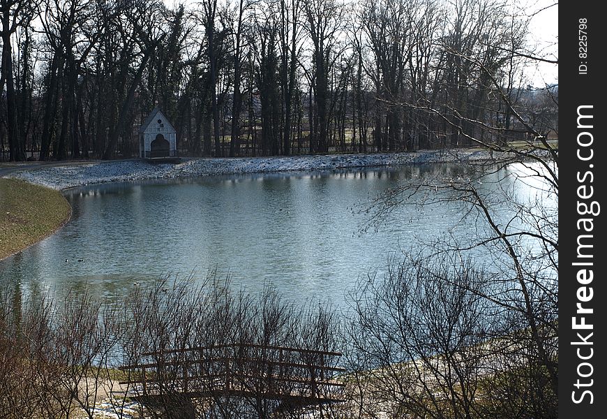 Photo of lake in Maksimir forest, photo was taken on February 18th, 2009.