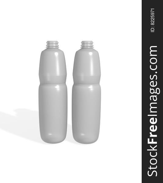 Two isolated plastic bottles for water