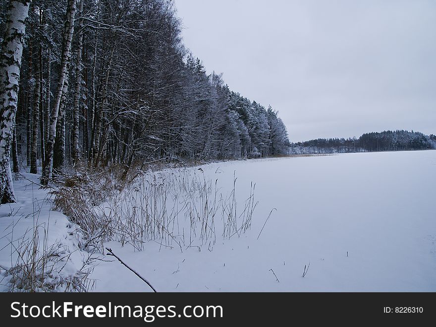 Latvian winter. One of many Latvian lakes.