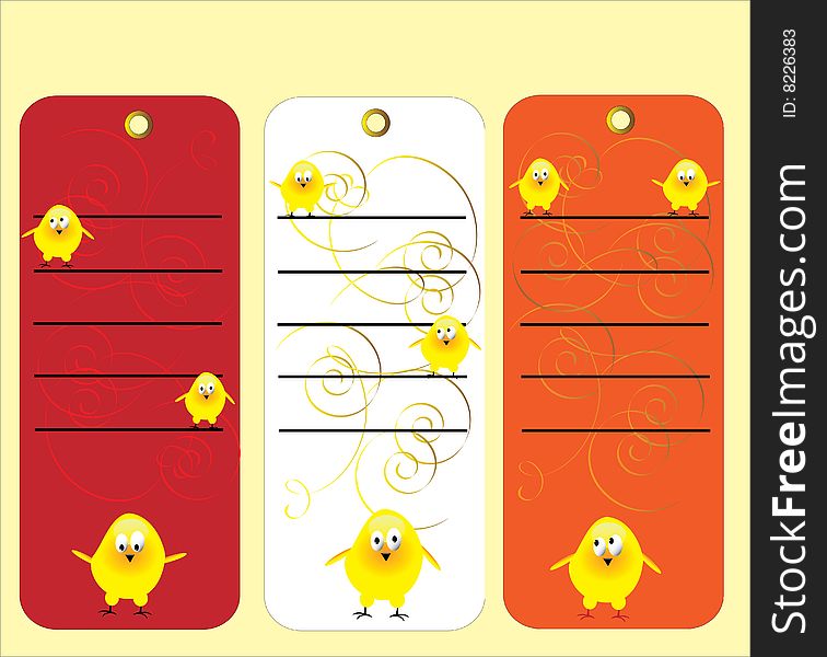 Easter card with yellow chicken. Easter card with yellow chicken