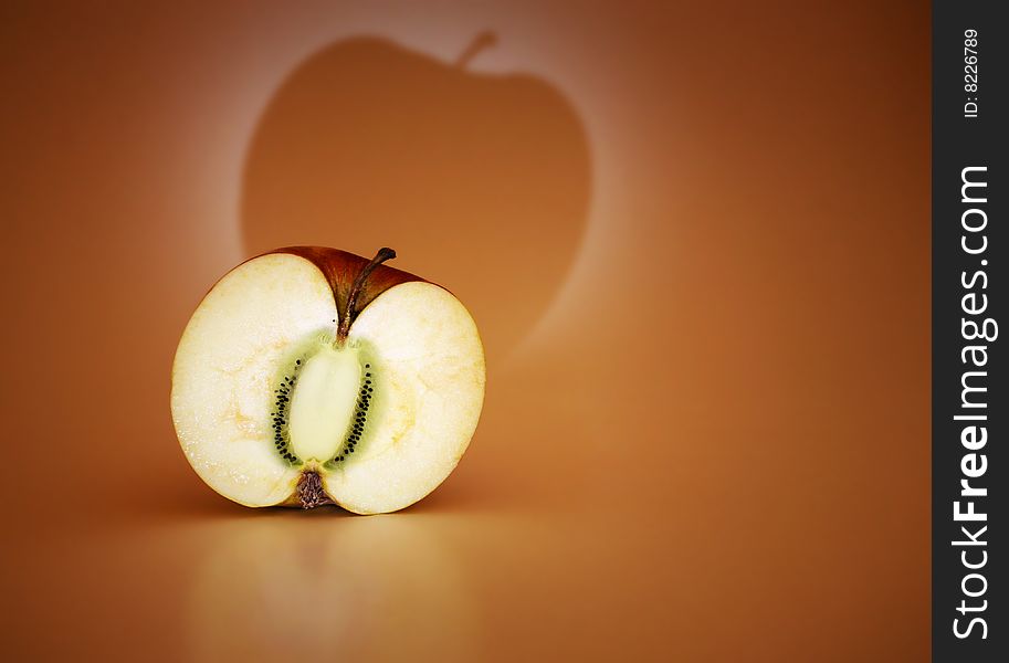 half apple and kiwi concept isolated fruit