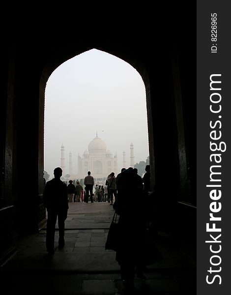 A view of the Taj Mahal in the morning dawn. A view of the Taj Mahal in the morning dawn.