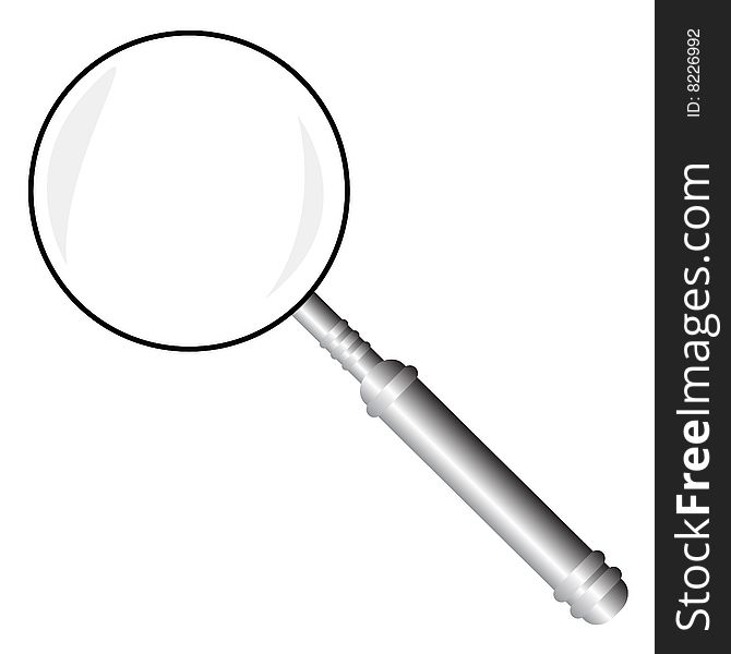 Magnifying glass on white background, vector illustration