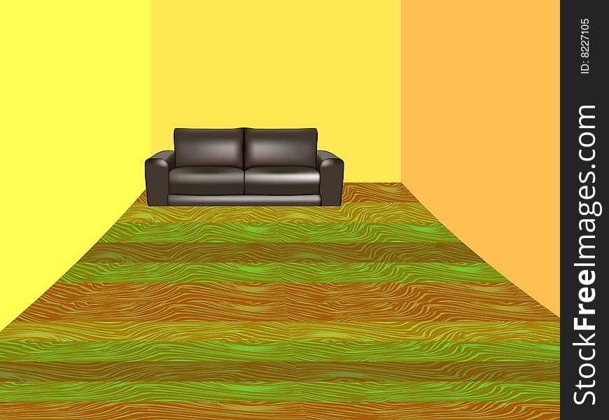 Room with sofa, vector illustration