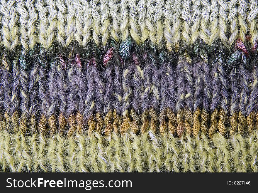 Green, purple and gray yarn texture