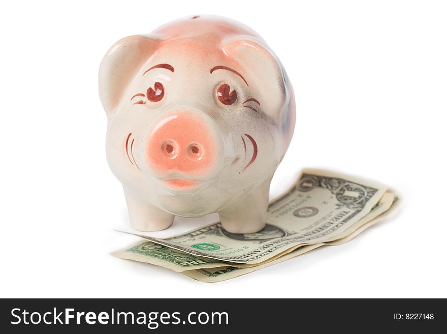 Happy Piggy Bank With Cash