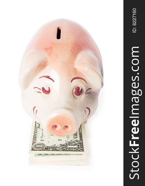 Happy Piggy Bank With Cash