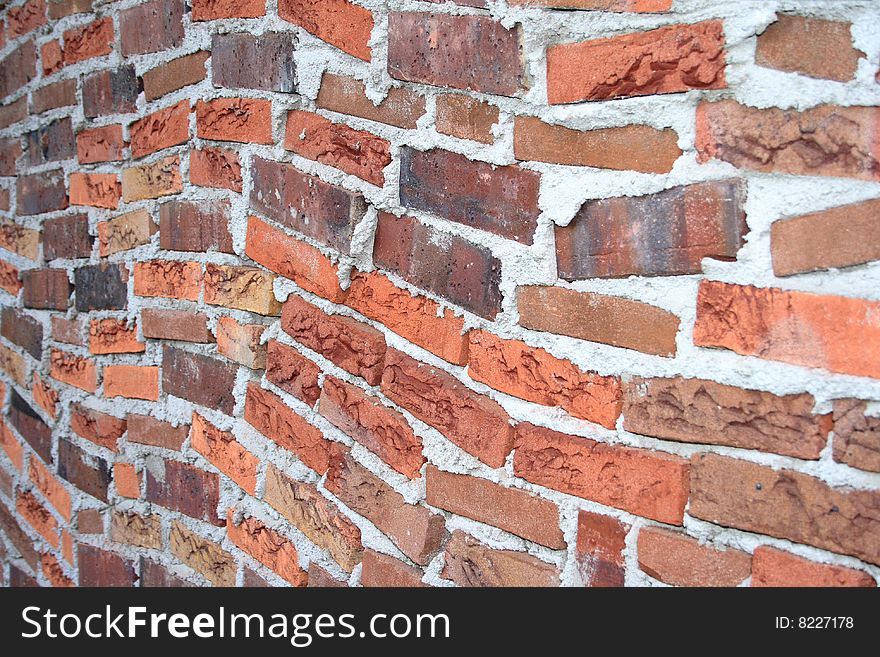 A red brick awry wall homemade