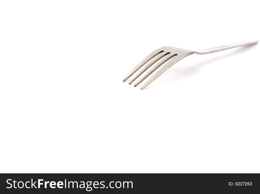 Silver fork in white background
