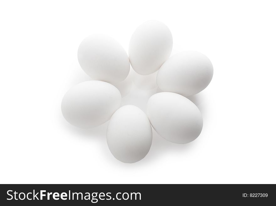 White eggs isolated on white background