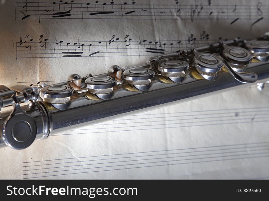 Flute and old Sheet music