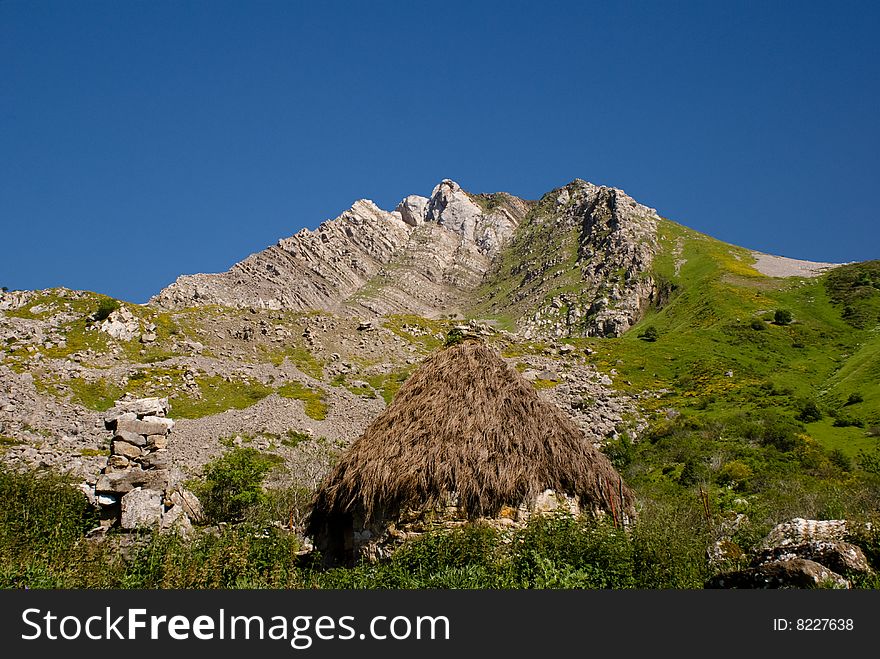 Cabin of shepherds in summer station. Cabin of shepherds in summer station.