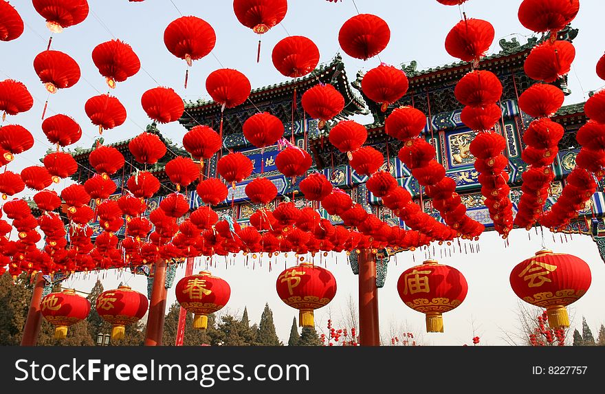 Lot of red chinese traditional lanterns in Chinese New Year. Lot of red chinese traditional lanterns in Chinese New Year