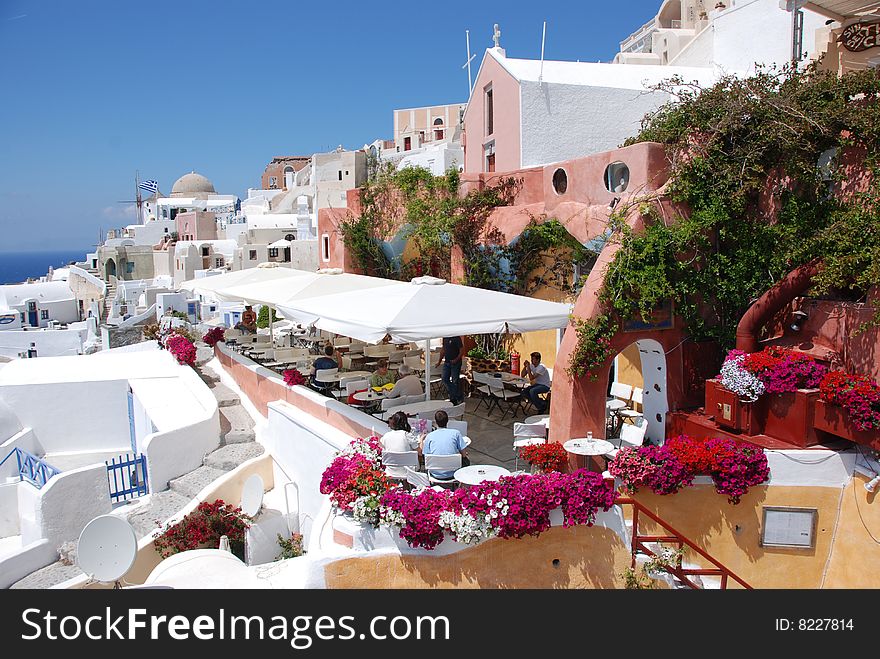 Oia On Santorini Island, Greece - Blue Sky, Church