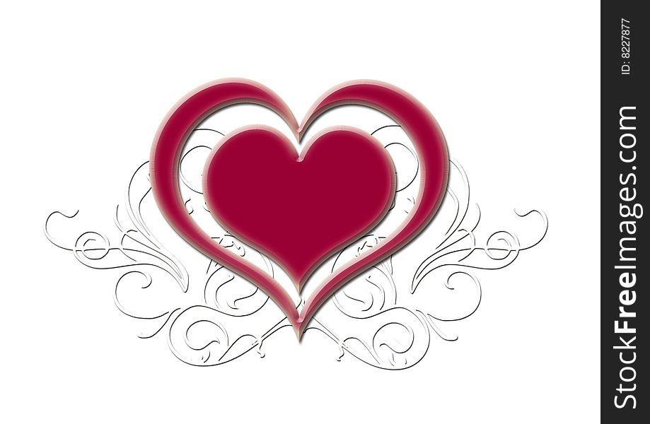 Big Ornate heart background on white. Big Ornate heart background on white