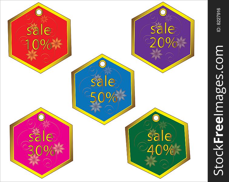 Colorful sale tag with flowers