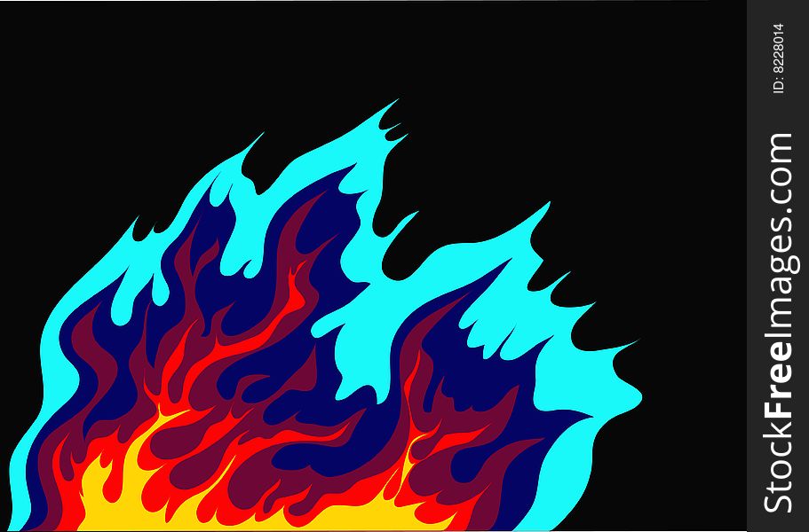 Vector illustration of abstract burning fire on black background. Vector illustration of abstract burning fire on black background