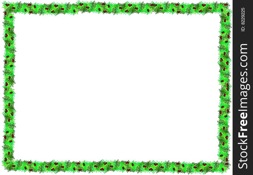 Illustration of christmas holly border for 2009 on white and scalable. Illustration of christmas holly border for 2009 on white and scalable