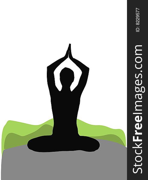 Female silhouette in seated yoga pose