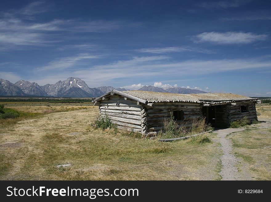 A cabin in the Grand Tetons National Park. A cabin in the Grand Tetons National Park