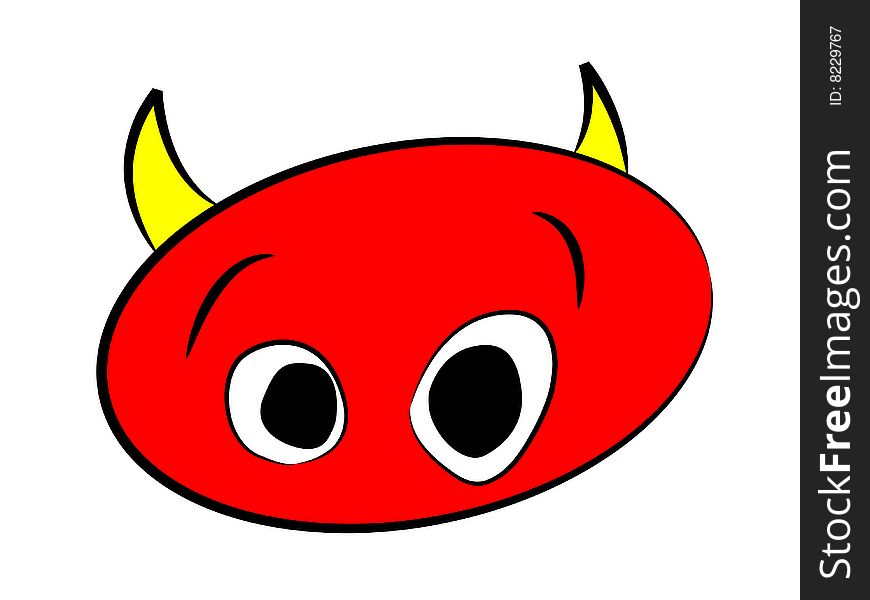 Funny little devil's face with large and good eyes. Funny little devil's face with large and good eyes