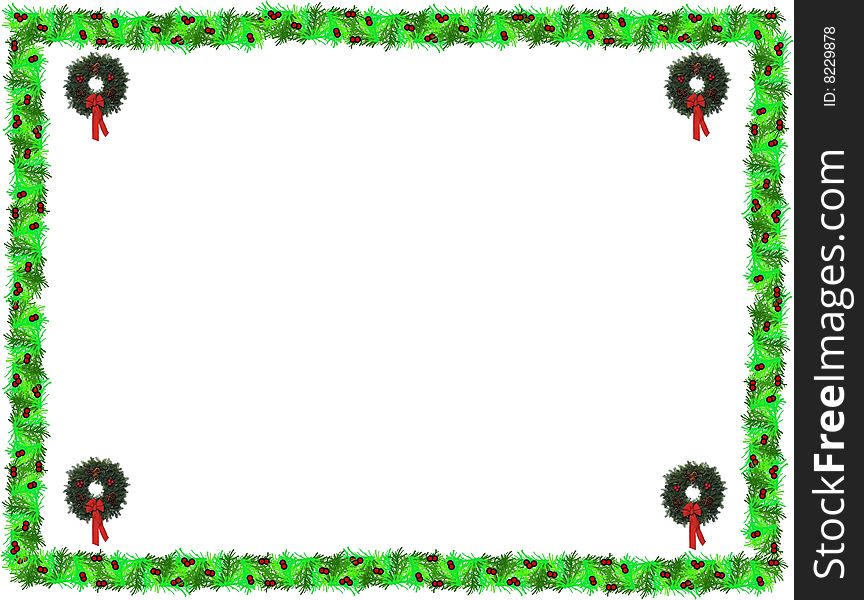 Wreaths and holly border for christmas 2009 on white and scalable. Wreaths and holly border for christmas 2009 on white and scalable