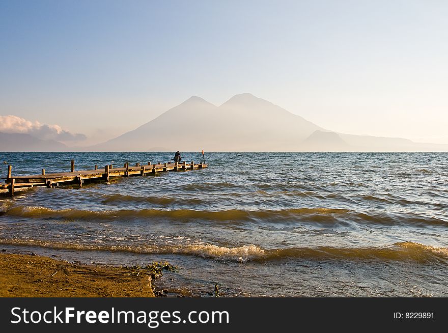 Lake atitlan, guatemala, 1560 m about sea-level, in the light of late afternoon The lake is surrounded of mountains and three active vulcans and people say, it is the most beautiful lake of the world. Lake atitlan, guatemala, 1560 m about sea-level, in the light of late afternoon The lake is surrounded of mountains and three active vulcans and people say, it is the most beautiful lake of the world