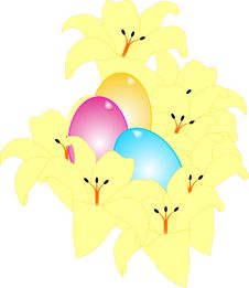 Yellow Lilies And Egg Illustration Stock Image Yellow Lilies And Egg Illustration Stock Image