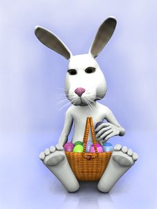 Cartoon Easter Bunny With A Basket With Eggs Royalty Free Stock Images Cartoon Easter Bunny With A Basket With Eggs Royalty Free Stock Images