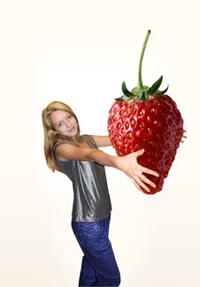 Girl With Strawberries Royalty Free Stock Photography Girl With Strawberries Royalty Free Stock Photography