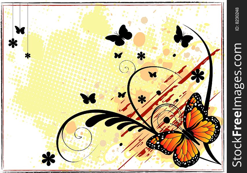 Butterfly on artistic grunge background. Butterfly on artistic grunge background.