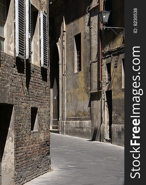 Empty street in Sienna, Italy.