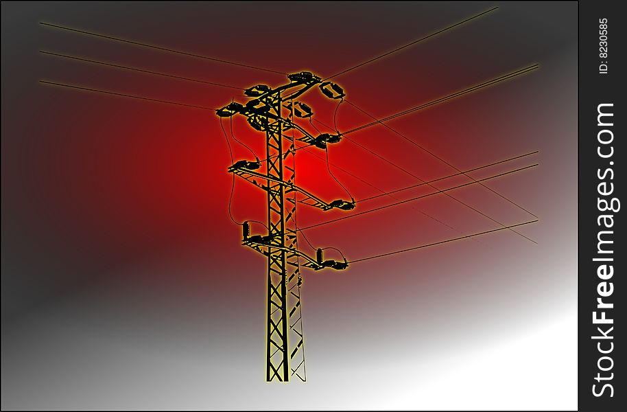 High-voltage pylon, part of the transmission system, graphics, image. High-voltage pylon, part of the transmission system, graphics, image.