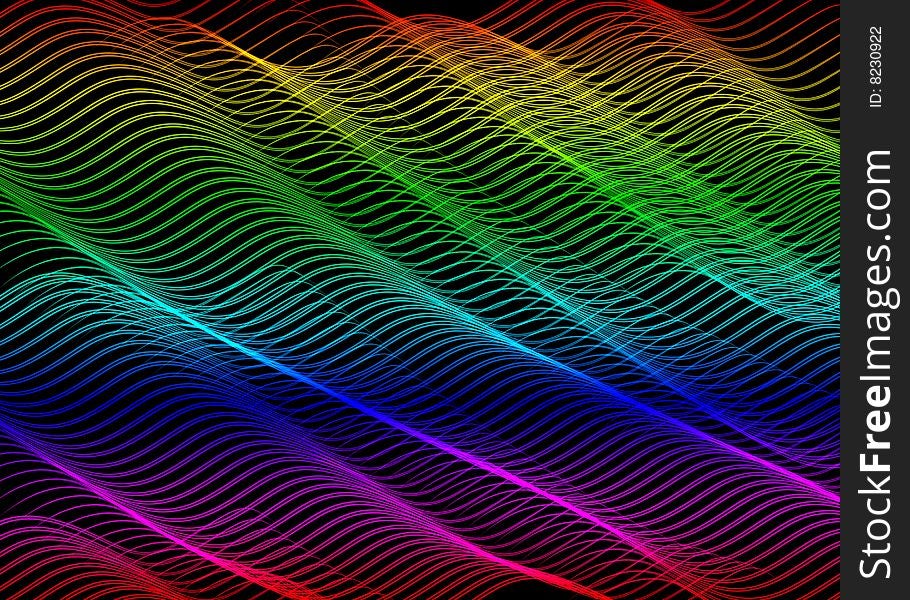 A colorful wavy net is featured in an abstract background illustration. A colorful wavy net is featured in an abstract background illustration.