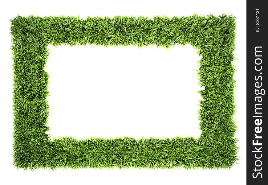 3d grass frame isolated on white background