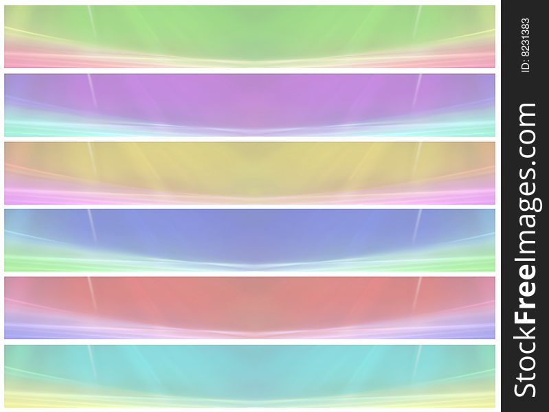 Illustration - Abstract banners of six colours. Illustration - Abstract banners of six colours