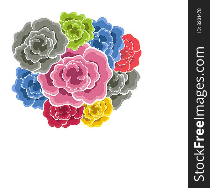 Color bouquet. Artistic vector illustration.