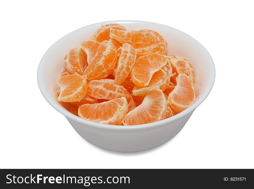Mandarine dessert on a white background
