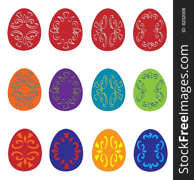 Decorated Easter eggs, vector illustration.