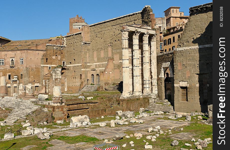 The archaeological zone of The Fori in Rome. The archaeological zone of The Fori in Rome