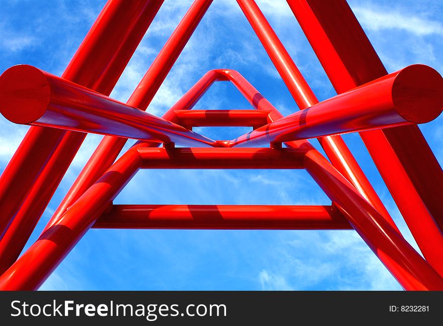 Statue of a red paperclip in Calgary. Statue of a red paperclip in Calgary.