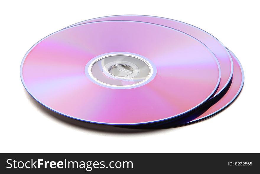 DVD disks isolated over a white background. DVD disks isolated over a white background