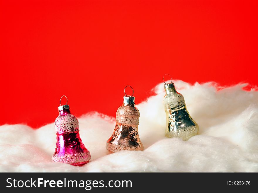Fur-tree Toys On A Red Background