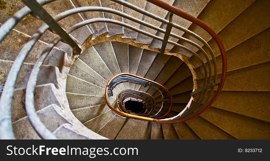 Old Spiral Staircase With Marble Steps