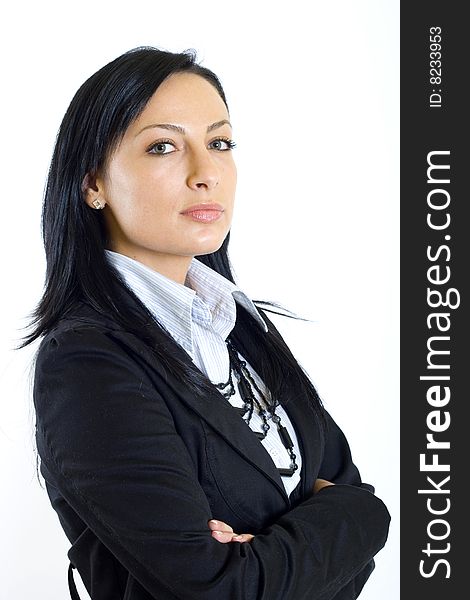 Attractive businesswoman over white background